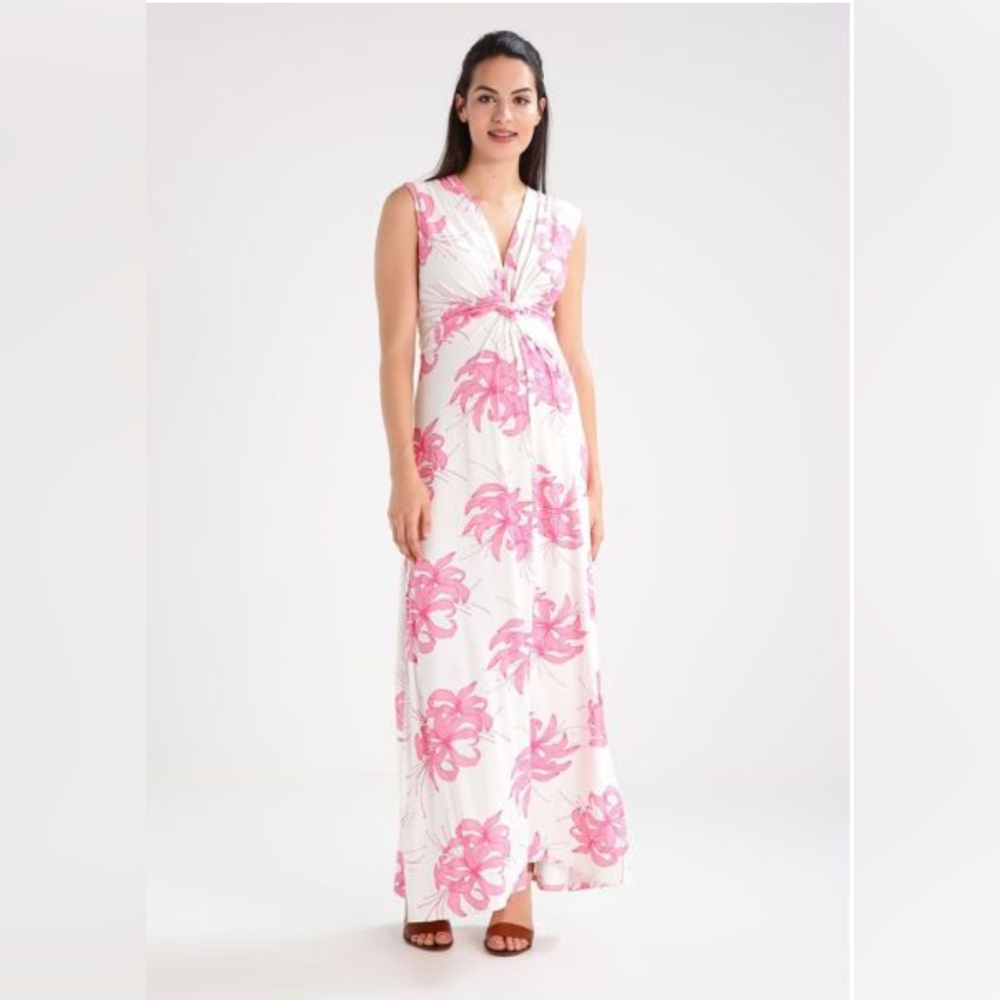Madderson London Annabel Hydrangea Maxi Dress Large Pink White Maternity